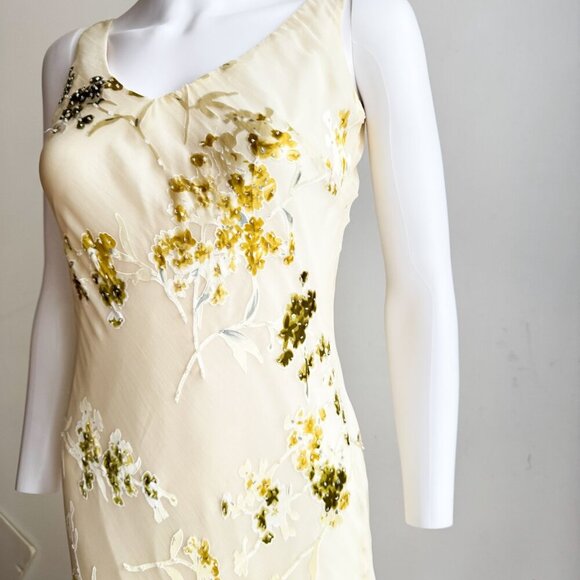 Alex Evenings Vintage Y2K Bias cut pastel yellow floral Midi Dress S - Picture 7 of 11